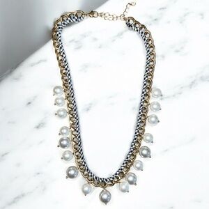 Elegant Kate Spade Gold  and Black&White Fabric Pearl Necklace